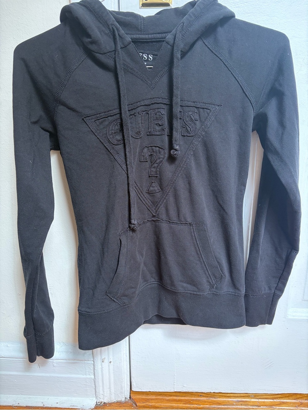GUESS women Black Hooded Sweatshirt - Embossed Logo